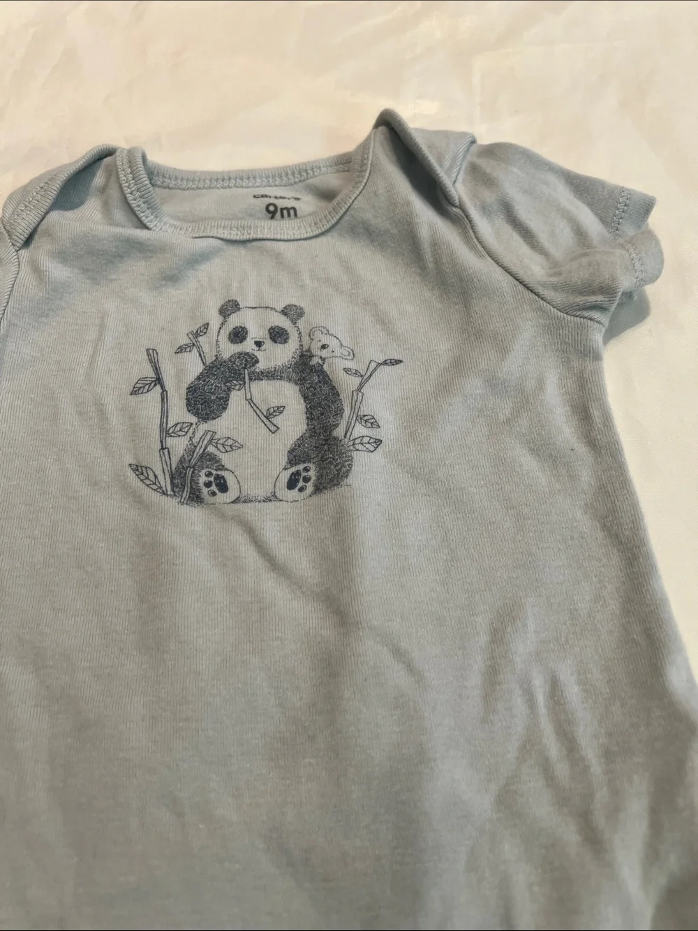 “Bundle 10/$13” Carter's 9m Light Blue Panda Short Sleeve baby Bodysuit - Picture 4 of 6